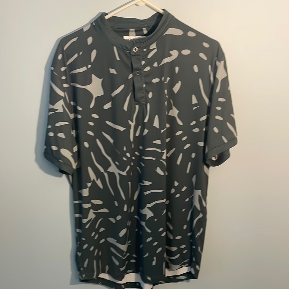 Mantra Army Green Casual Button Down Shirt with Abstract Pattern